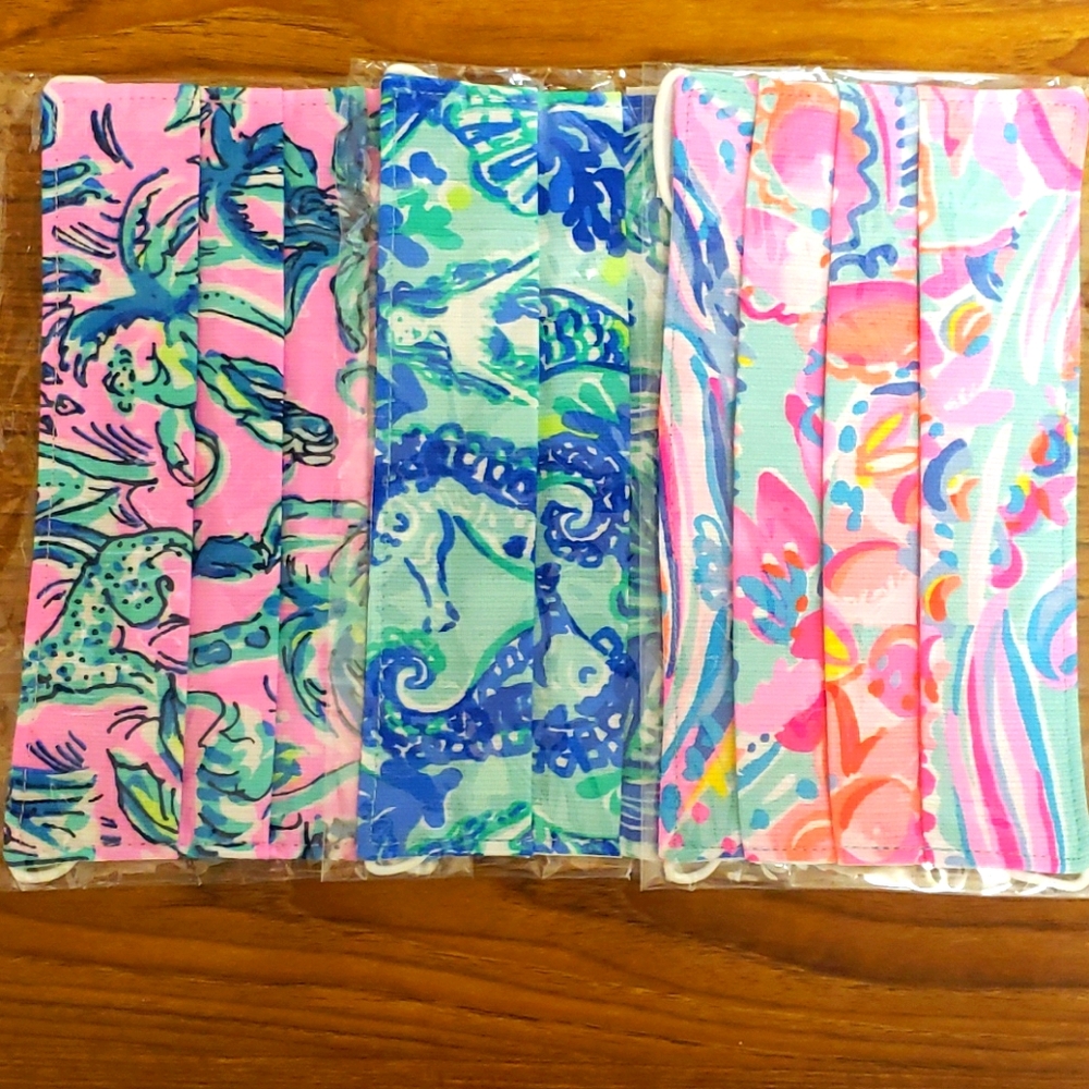 NWT Lot of 3 Lilly Pulitzer fabric face masks